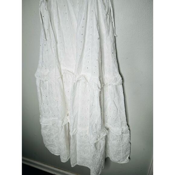 SLATE & WILLOW White Lace Eyelet Sleeveless 100% Cotton Midi Dress Size Medium - Picture 6 of 16